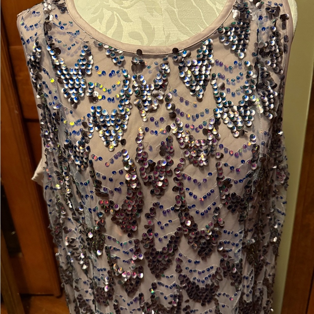 Pink/purple Sequin A-Line Sleeveless Dress - Picture 3 of 8